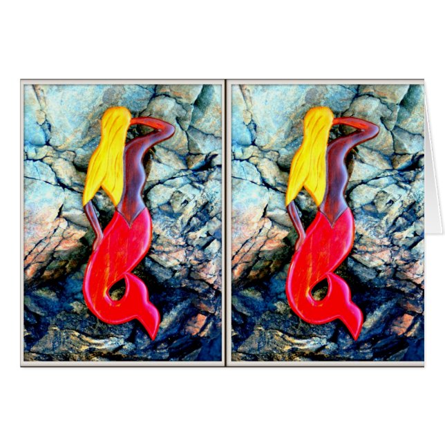 blonde zeemeermin in rood (Voorkant Horizontaal)