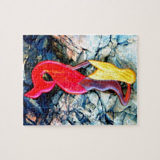 blonde zeemeermin in rood legpuzzel (Horizontaal)