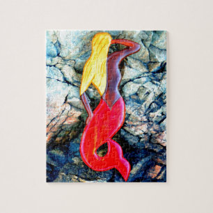 blonde zeemeermin in rood legpuzzel
