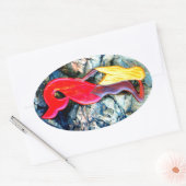 blonde zeemeermin in rood ovale sticker (Envelop)