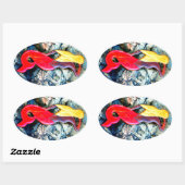 blonde zeemeermin in rood ovale sticker (Vel)