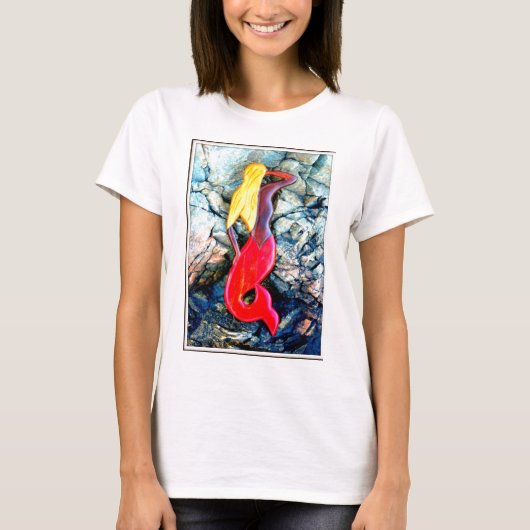blonde zeemeermin in rood t-shirt (Voorkant)