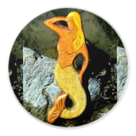 blonde zeemeermin keramische knop (Voorkant)