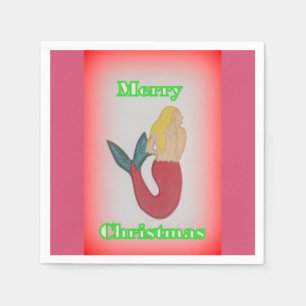 blonde zeemeermin Kerstmis papieren servetten