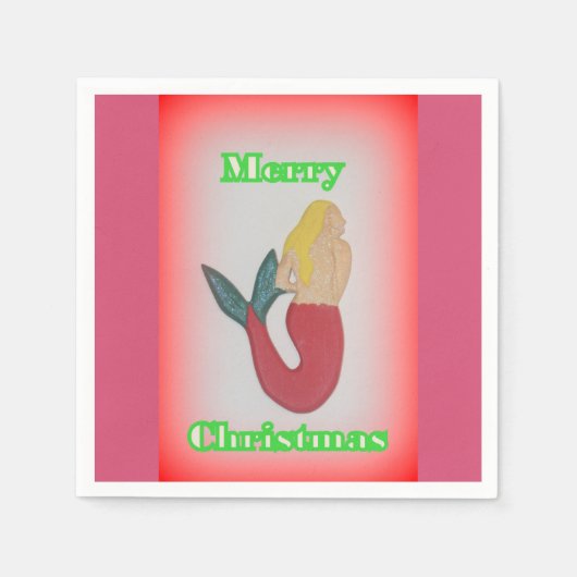 blonde zeemeermin Kerstmis papieren servetten (Voorkant)