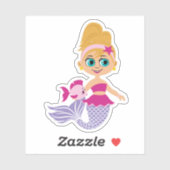 Blonde Zeemeermin Meisje Cutout Party Sticker (Vel)