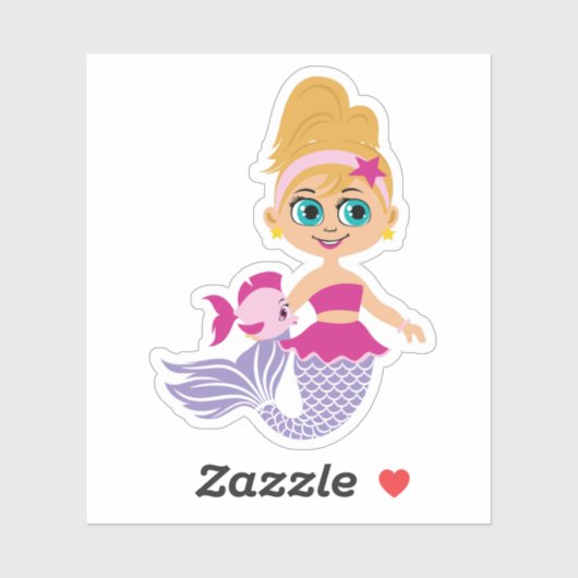 Blonde Zeemeermin Meisje Cutout Party Sticker (Vel)