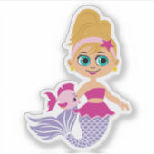 Blonde Zeemeermin Meisje Cutout Party Sticker (Voorkant)