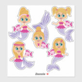 Blonde Zeemeermin Meisje Sticker Blad (5 Stickers) (Vel)