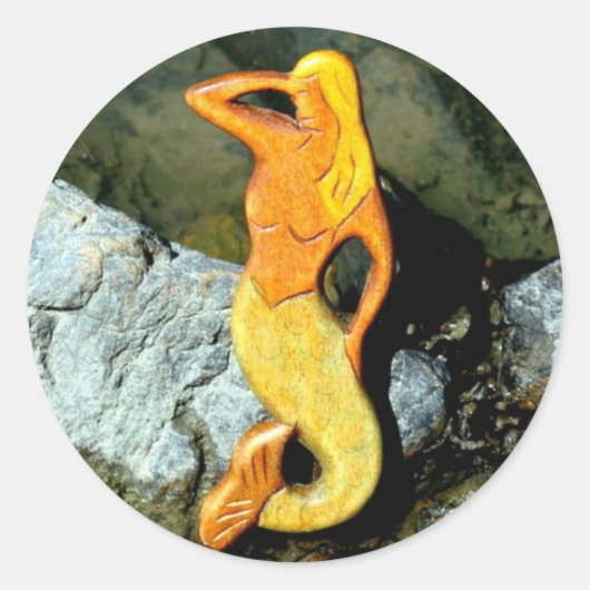 blonde zeemeermin ronde sticker (Voorkant)