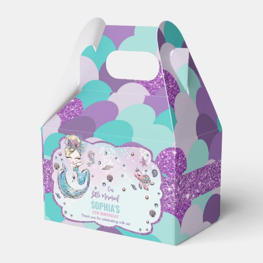 Blonde zeemeermin Verjaardag Baby shower Dank u Bedankdoosjes (Voorkant Zijde)