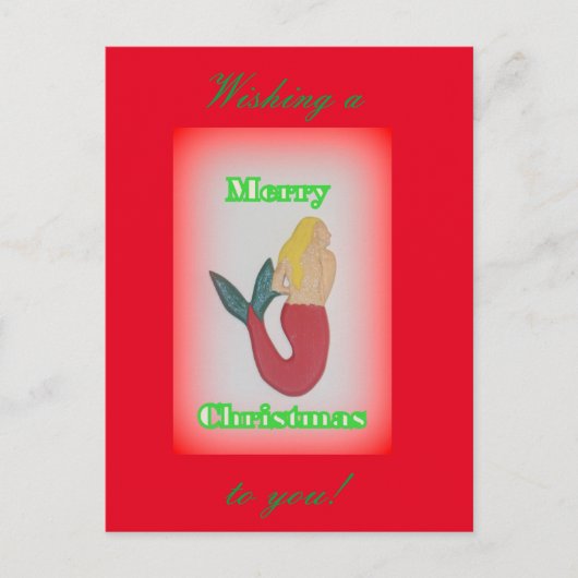 blonde zeemeermin wenst vrolijk kerstfeest feestdagenkaart (Voorkant)