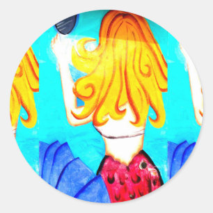 blonde zeemeerminster ronde sticker