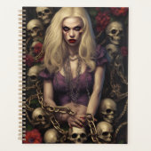 Blonde Zombie Meisje Gotische Planner met Schedels (Voorkant)