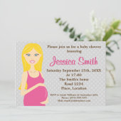 Blonde zwangere vrouw in het Baby shower van het r Kaart (Staand voorkant)