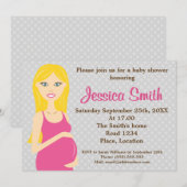 Blonde zwangere vrouw in het Baby shower van het r Kaart (Voorkant / Achterkant)