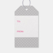 Blonde zwangere vrouw in roze jurk cadeaulabel (Achterkant)