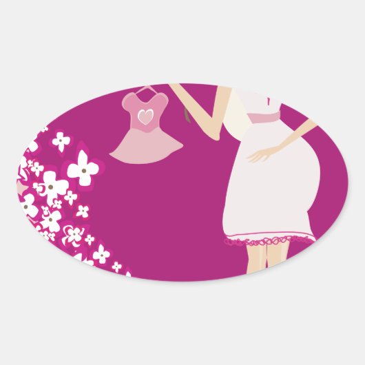 blonde zwangere vrouw ovale sticker (Voorkant)