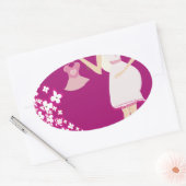 blonde zwangere vrouw ovale sticker (Envelop)