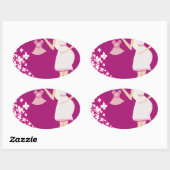 blonde zwangere vrouw ovale sticker (Vel)