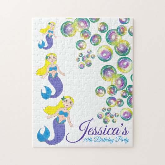 Blonde zwemmermaid Birthday Party Splash Legpuzzel (Verticaal)
