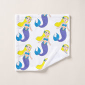 Blonde zwemmermaïd meisje Paarse tail Zee oceaan Bad Handdoek (Wasdoekje)