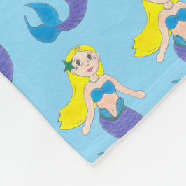 Blonde zwemmermaïd meisje Paarse tail Zee oceaan Fleece Deken