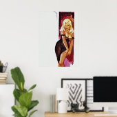 Blondenmeisje in Black Dress Pulp Hoesje Art Poster (Thuiskantoor)