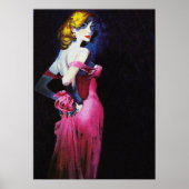 Blondenmeisje in roze dress  pulp Hoesje Poster (Voorkant)