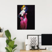 Blondenmeisje in roze dress  pulp Hoesje Poster (Thuiskantoor)