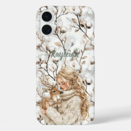 Blondharig meisje met hert   iPhone 16 plus hoesje