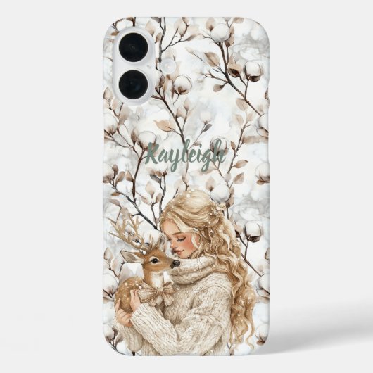 Blondharig meisje met hert   Case-Mate iPhone case (Achterkant)