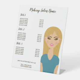 Blondharig meisje met make-up - Menu voor visagist Reclamebord Met Voetstuk