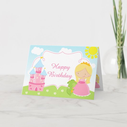 Blondharige Prinses en Draak  Kaart (Voorkant)