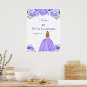 Blondharige Prinses Paarse Quinceanera Welkom Poster (Keuken)