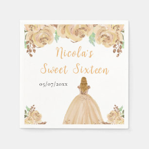 Blondharige Prinses Peach Bloemige Sweet Sixteen  Servet