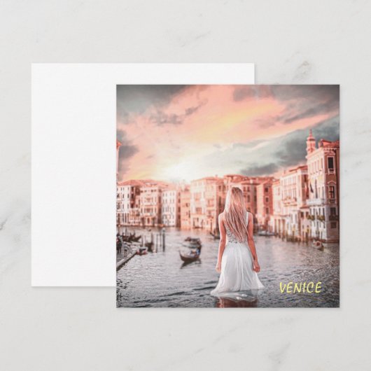 Blondie in Romantic Venetië Bedankkaart (Voorkant / Achterkant)