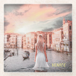 Blondie in Romantic Venetië Glazen Onderzetter