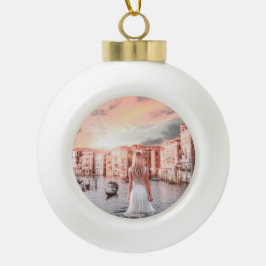 Blondie in Romantic Venetië Keramische Bal Ornament