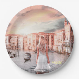 Blondie in Romantic Venetië Papieren Bordje