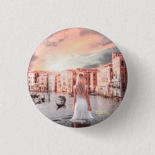 Blondie in Romantic Venetië Ronde Button 3,2 Cm (Voorkant)