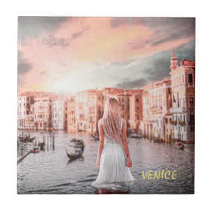 Blondie in Romantic Venetië Tegeltje