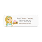 Blondine/Aqua Cupcake Bakker Retouradres Labels (Voorkant)