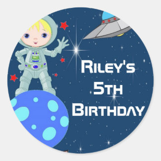 Blondine Astronaut Boy Party Favor Labels