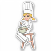 Blondine Baker Meisje Sticker (Voorkant)
