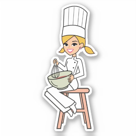 Blondine Baker Meisje Sticker (Voorkant)