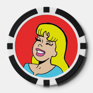 Blondine Bombshell Comic Strip Poker Chip