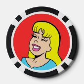 Blondine Bombshell Comic Strip Poker Chip (Achterkant)