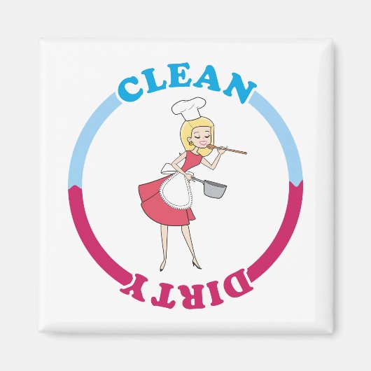 Blondine Clean Dirty Magnet voor vaatwasser (Voorkant)