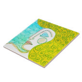 Blondine Curls Abstract Digitaal Schilderen van ee Tegeltje (Zijkant)